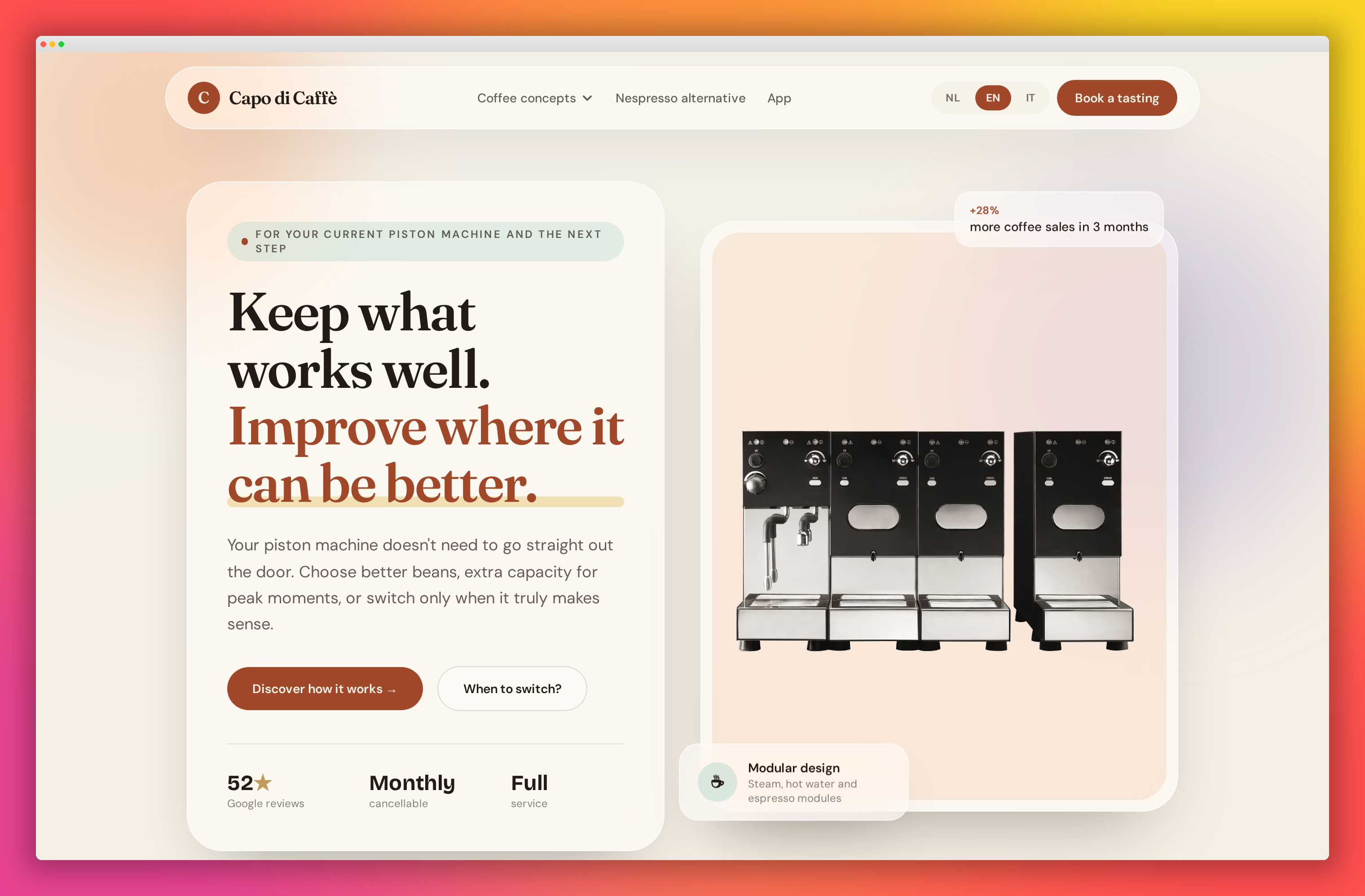 Bestelapp van Capo di Caffè op laptop